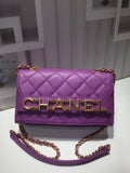 ChanelFront Logo Small GlamIap Bag Gold Hardware Purple For Women Handbags, Shoulder Bags 8.2in/21cm AS1490