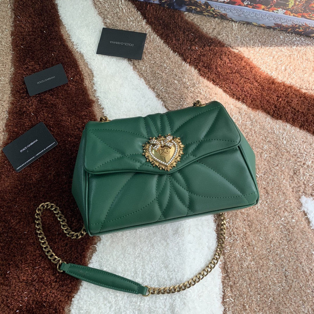 MeGLAMIum Devotion Shoulder Bag In Quilted Nappa Green For Women 10.2in/26cm GLAMI