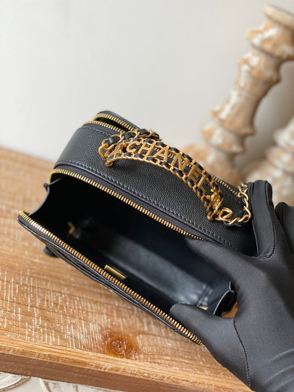 Chanel Small Vanity Case Gold Hardware Black For Women, Women’s Handbags, Shoulder Bags 5.9in/15cm AS3228 B08008 94305