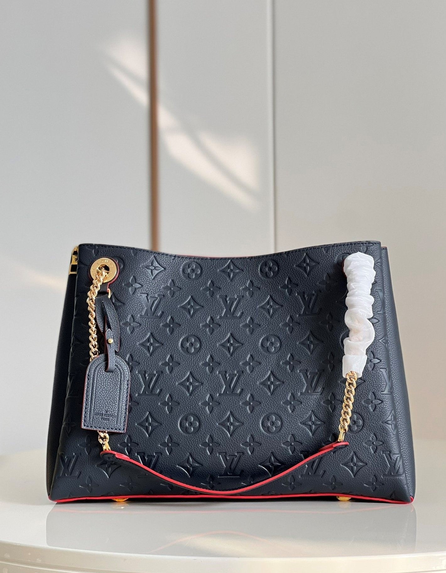 Louis Vuitton Surene MM Monogram Empreinte Black/Red For Women,  Shoulder Bags 14.6in/37cm Louis Vuitton M43759