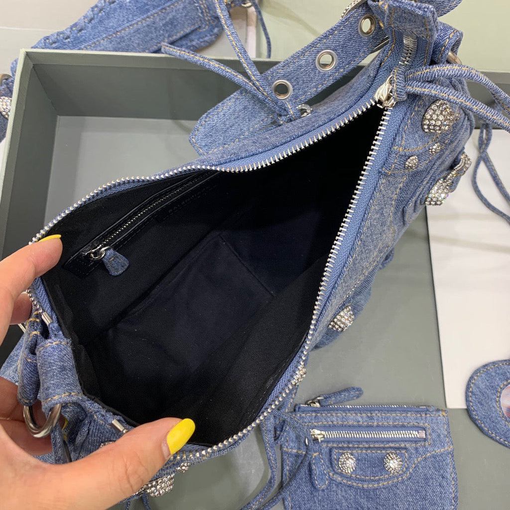 Le Cagole XS Shoulder Bag In Blue Washed, For Women,  Bags 13in/33cm
