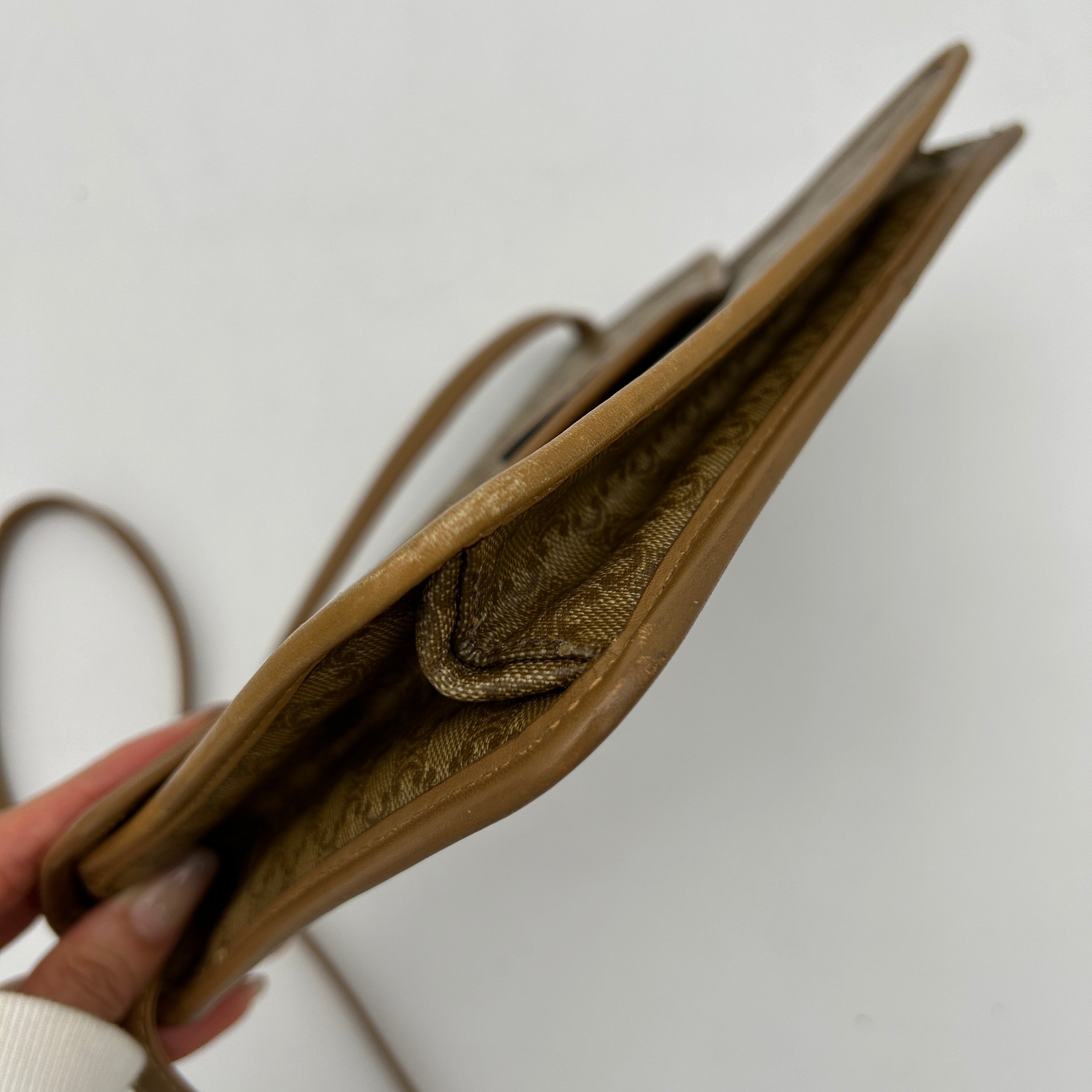 Celineline Macadam Beige Canvas Leather Shoulder Bag