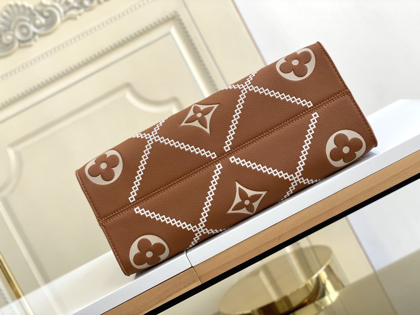 Louis Vuitton Onthego MM Tote Bag Monogram Empreinte Arizona Brown For Women, Women Handbags, Shoulder Bags And Crossbody Bags 13.8in/35cm Louis Vuitton M46015