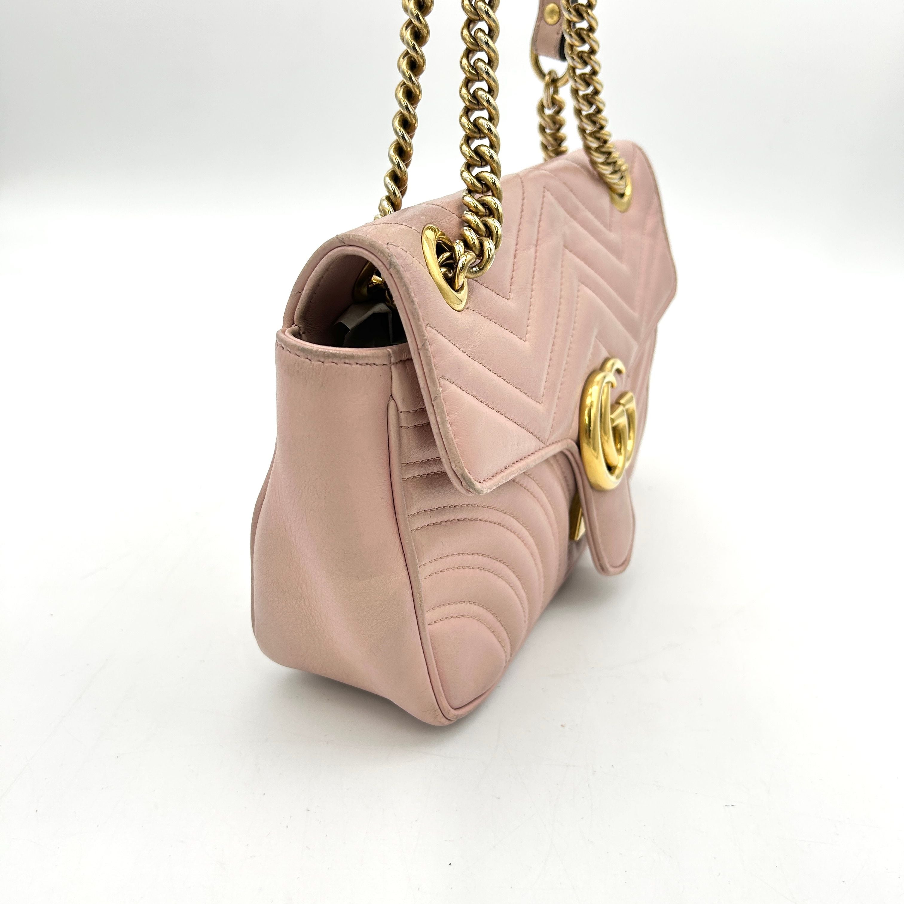 Gucci Pink Matelasse Leather Small GG Marmont Shoulder Bag Gucci  LA16947