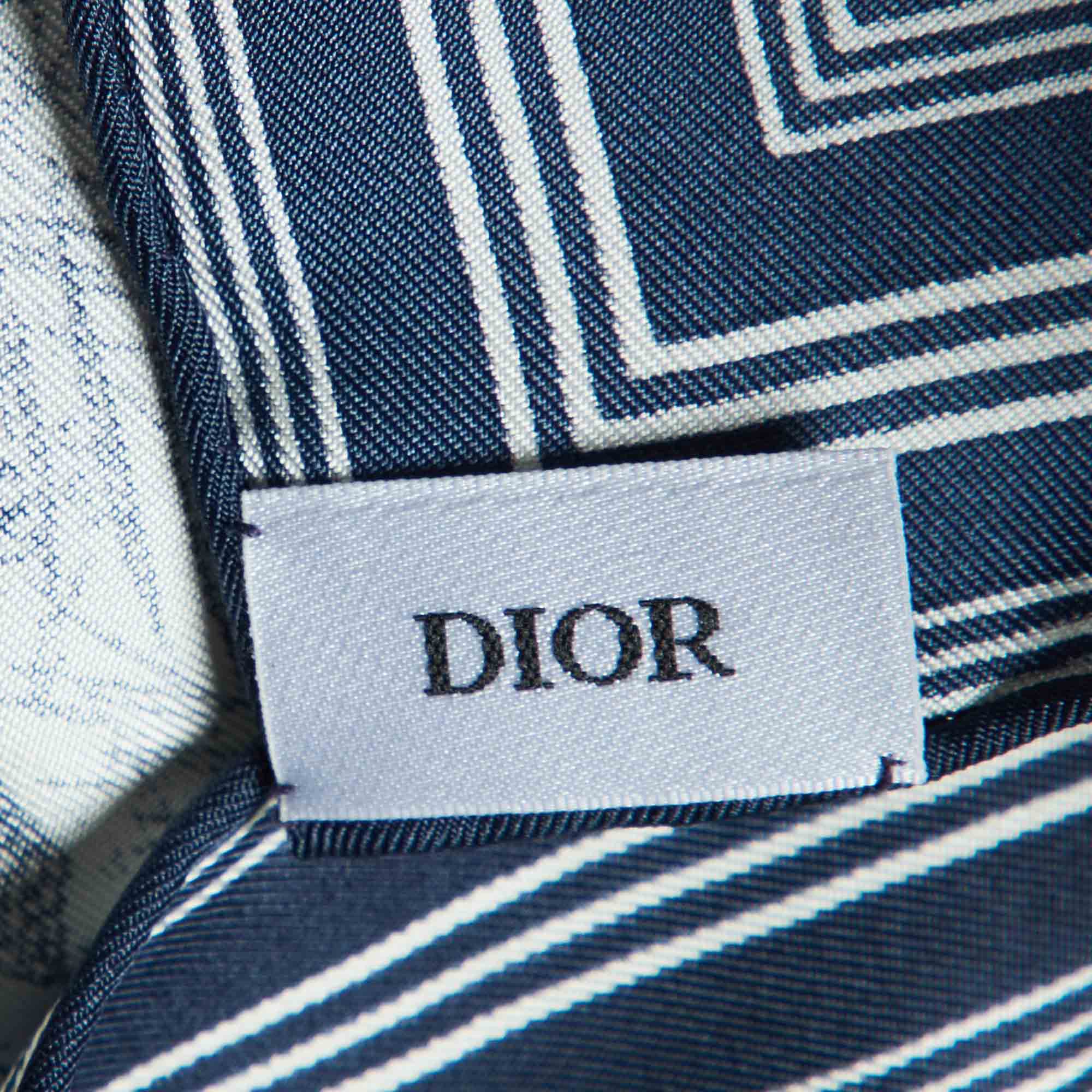 Dior Navy Blue/white Toile De Jouy Sauvage Silk Square Scarf