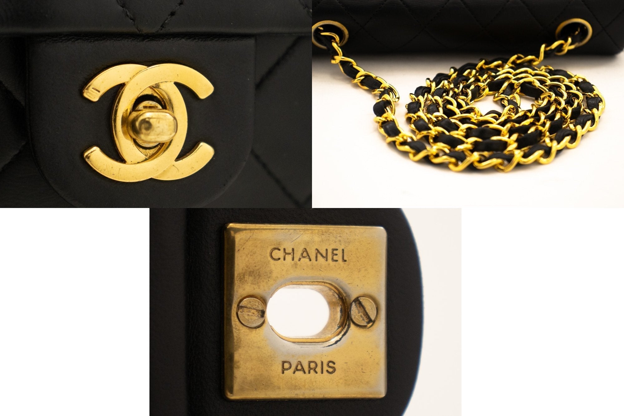 CHANEL Mini Square Small Chain Shoulder Bag Crossbody Black Quilt k85