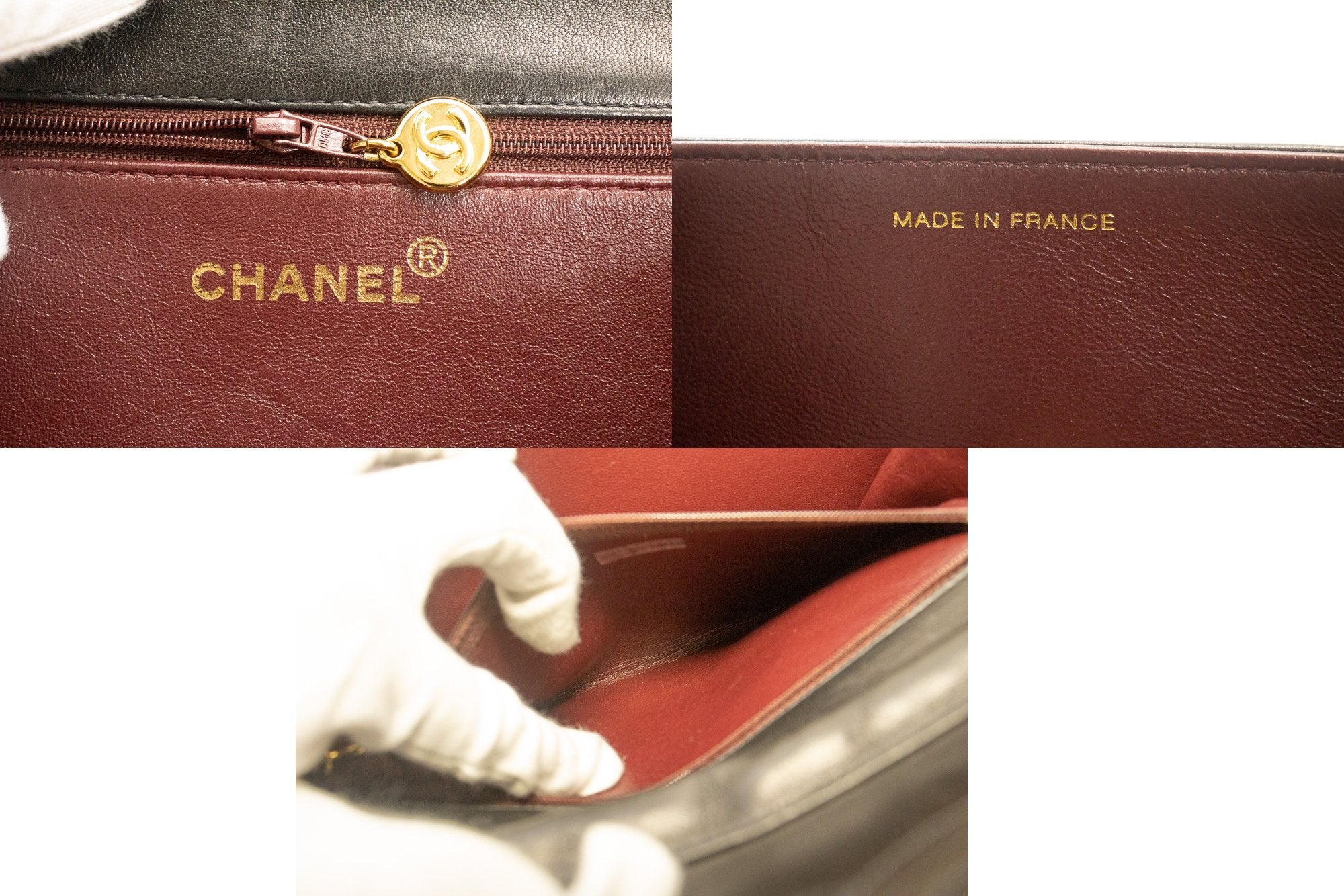 CHANEL Full Flap Chain Shoulder Bag Clutch Black Quilted Lambskin k19