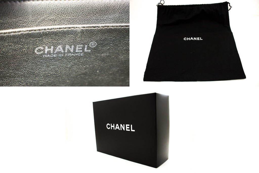 CHANEL Classic Large 11" Chain Shoulder Bag Black Grained Calfskin h58