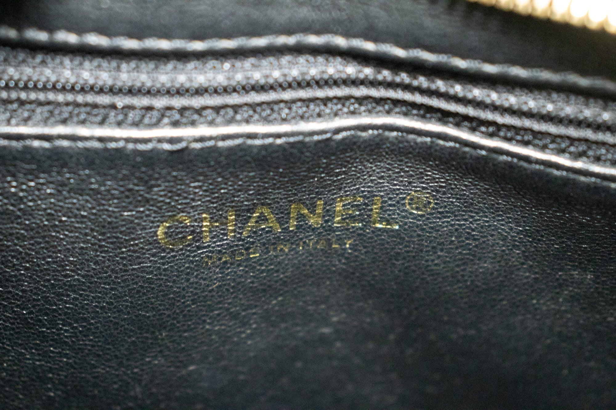 CHANEL Gold Medallion Caviar Shoulder Bag Shopping Tote Black i53
