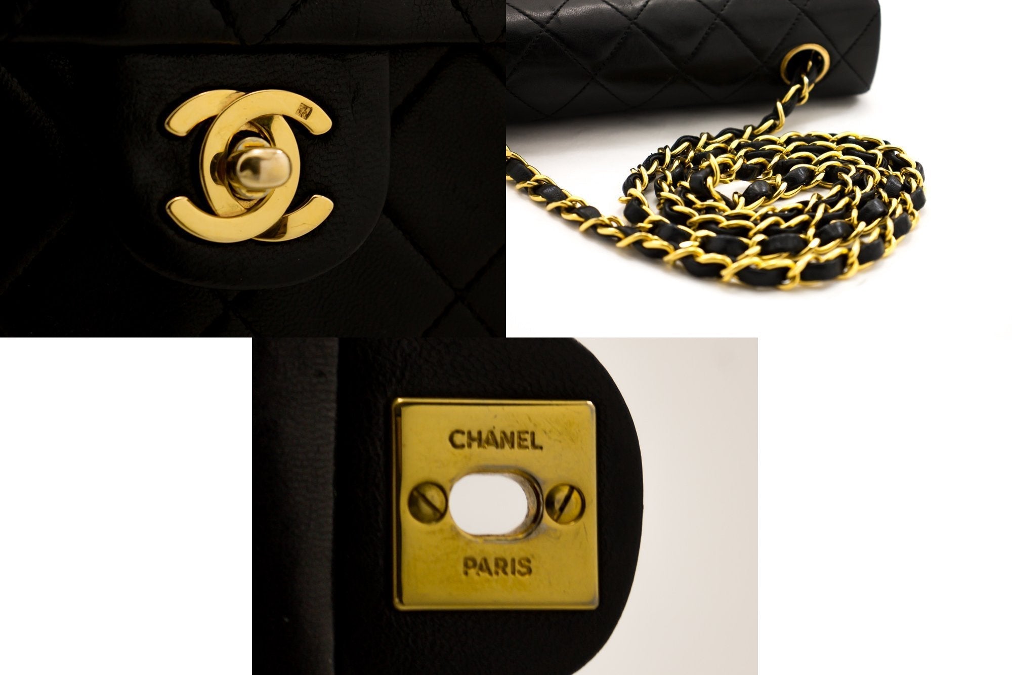CHANEL Mini Square Small Chain Shoulder Bag Crossbody Black Quilt f77