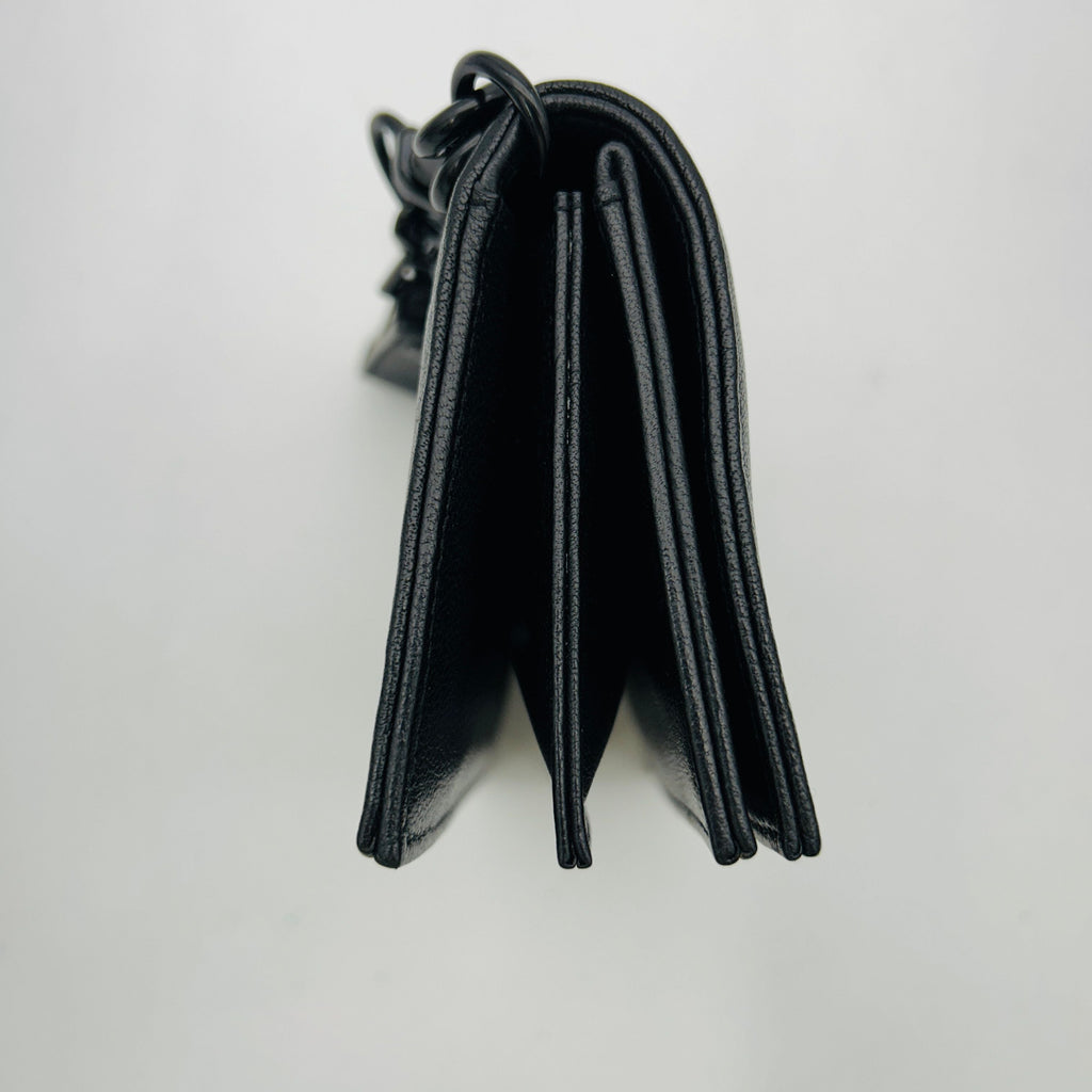 Saint Laurent V-stitch shoulder bag chain wallet black leather women's GP10143542