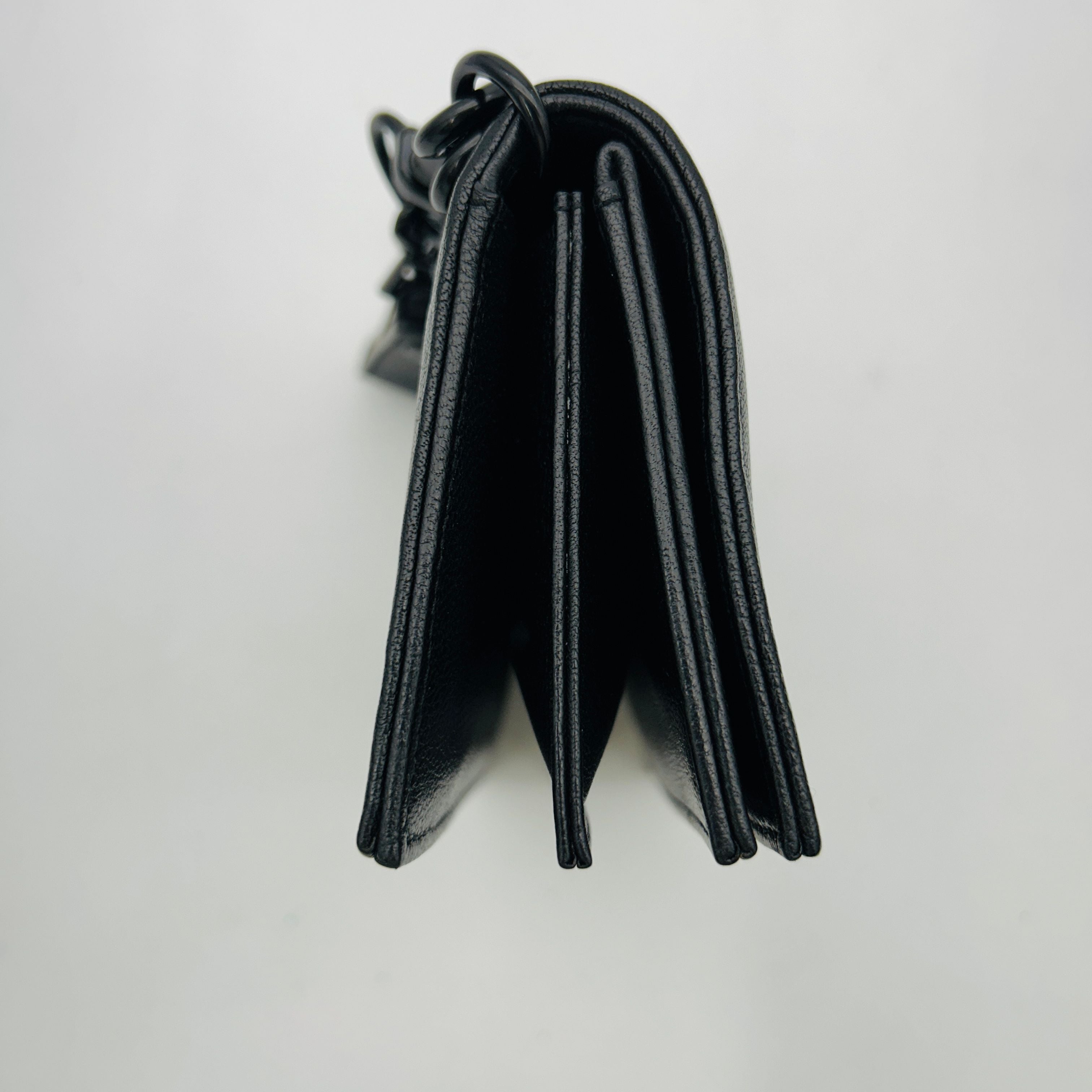Saint Laurent V-stitch shoulder bag chain wallet black leather women's GP10143542