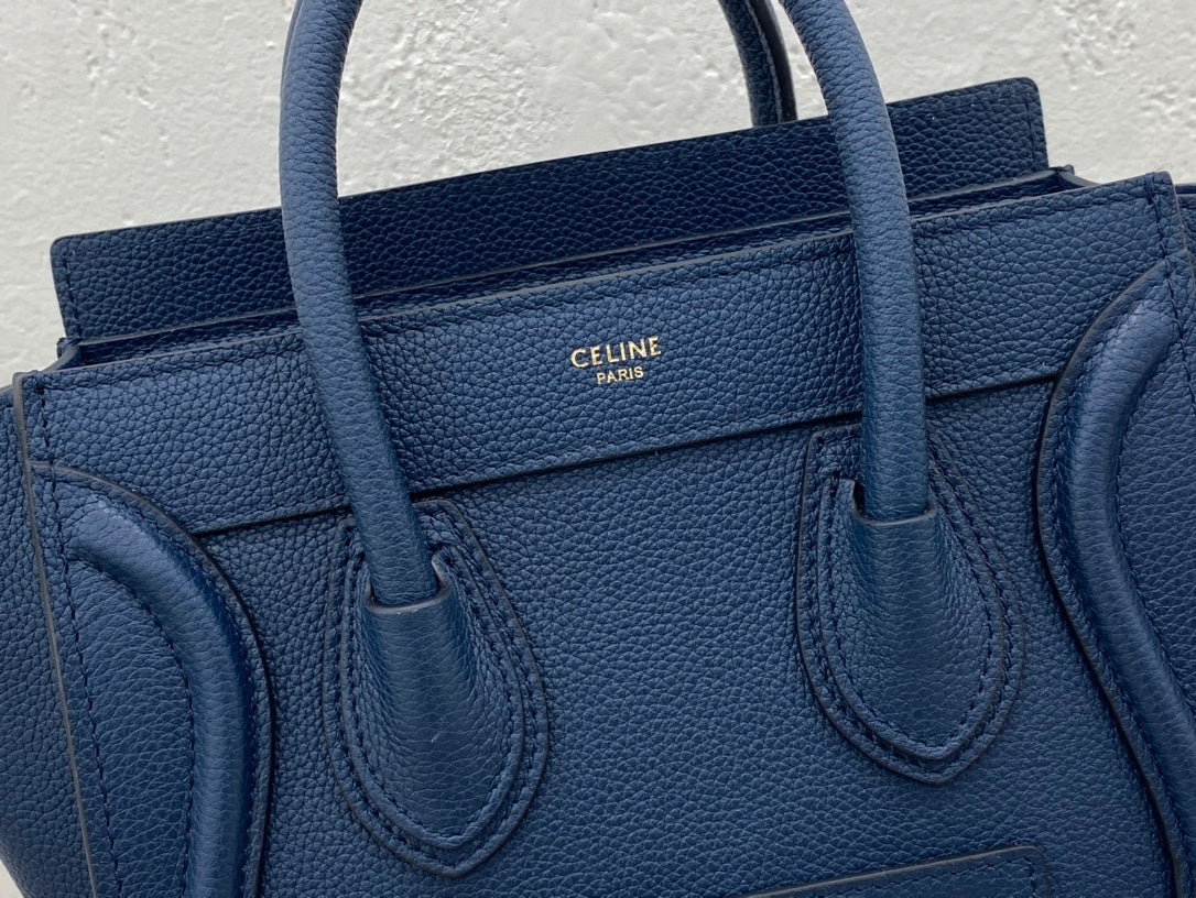 Top Quality Nano LuGucciage Bag In Drummed Dark Blue For WomLB 8in/20cm 
