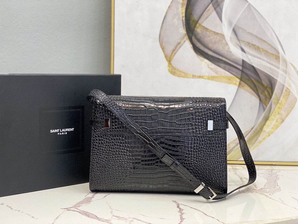 YSSL Manhattan Shoulder Bag In-Shiny Black For Women 11in/29cm YSL 579271DND0J1000