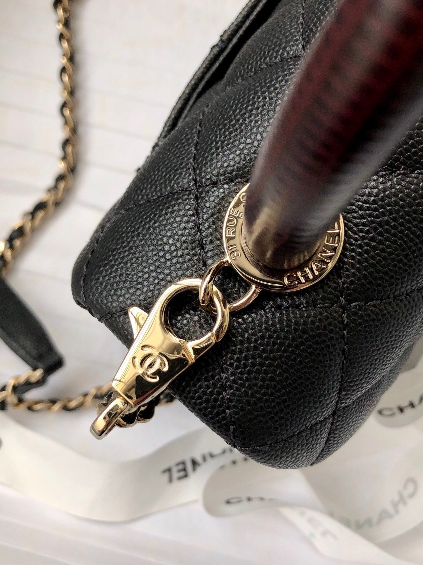 Chanel Classic Mini GlamIapbag Top Handle Black For Women 7.5in/19cm