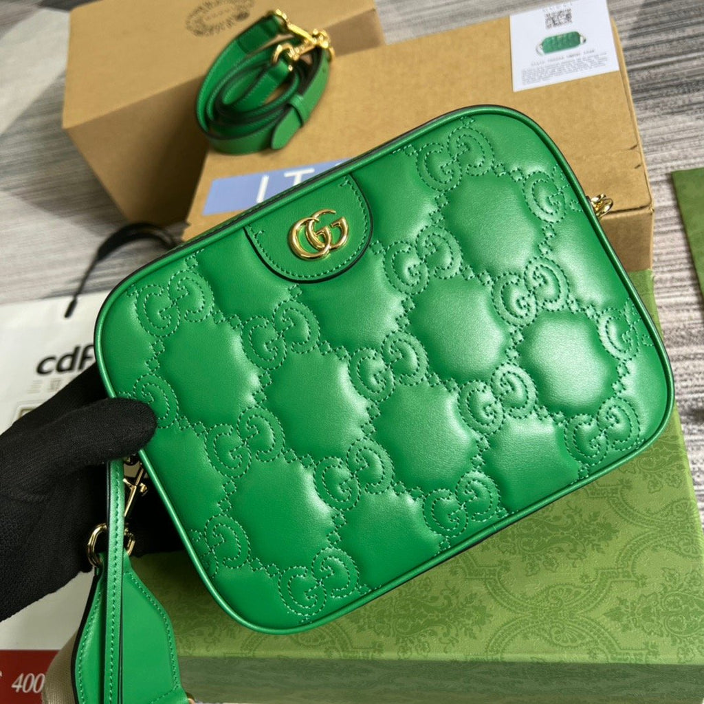 Gucci Matelasse Shoulder Bag Green For Women, Women’s Bags 8.5in/22cm Gucci 702234 UM8HG 3389