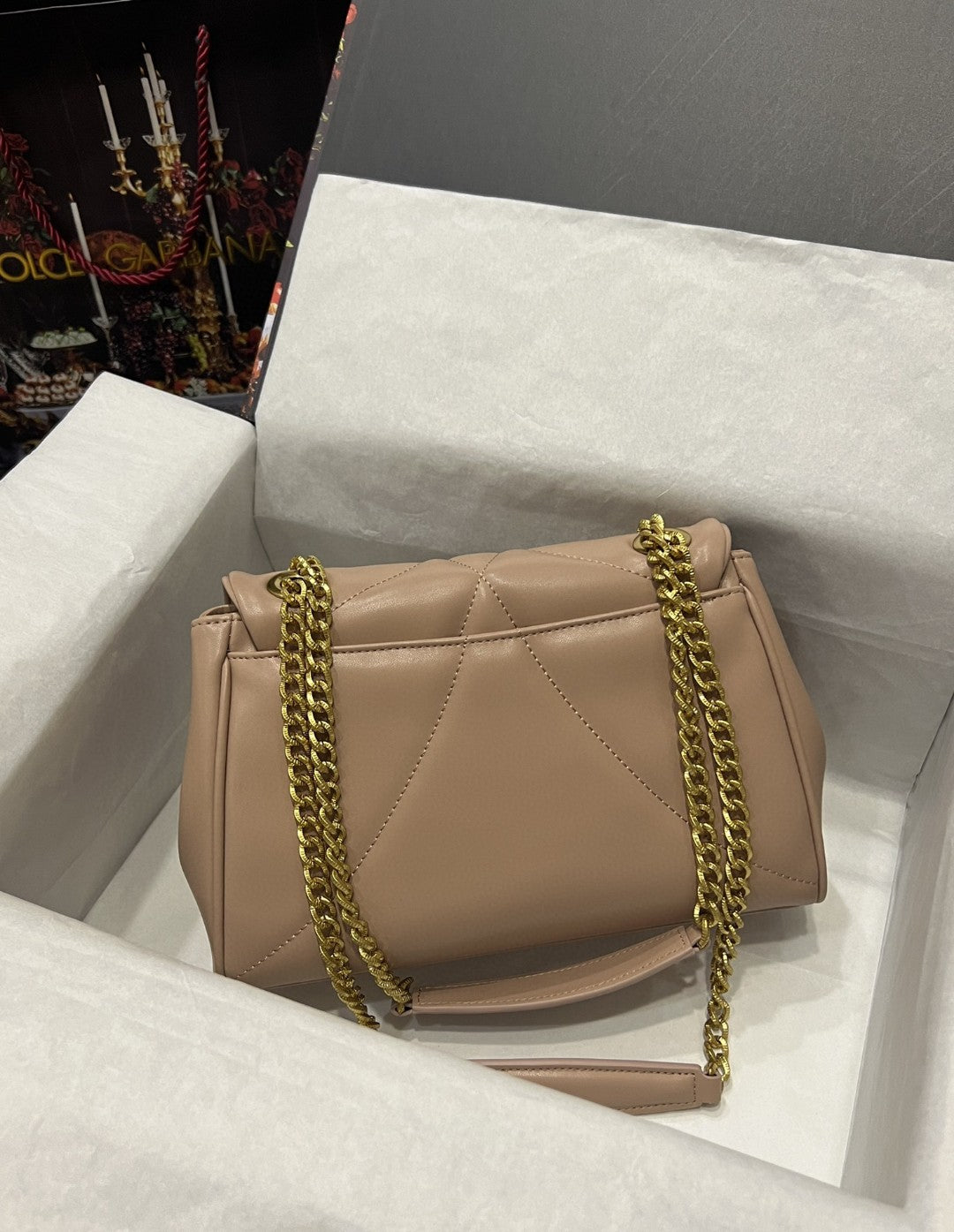 Large Devotion Shoulder Bag In Quilted Nappa Beige For Women 11.4in/29cm GLAMI