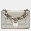 Grey Shimmering Leather Mini Diorama Crossbody Bag