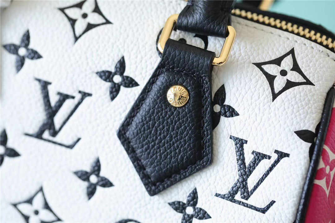 Louis Vuitton Speedy Bandouliere 20 Monogram Empreinte Black / White / Pink For Women,  Shoulder And Crossbody Bags 20.5cm/8.1in Louis Vuitton M46088