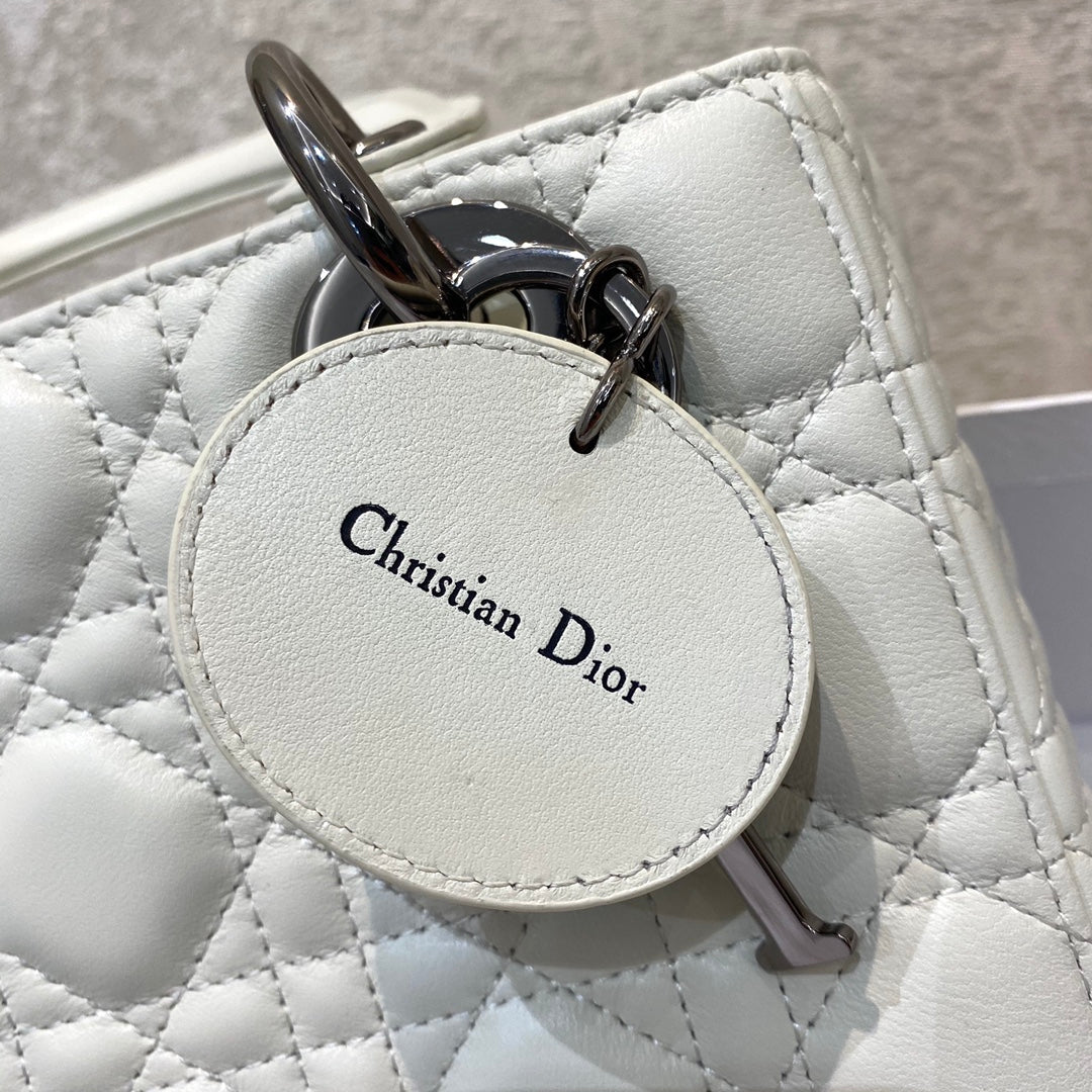 Dior Small Lady Bag SiLouis Vuittoner Hardware, White, For Women Women’s Handbags, Crossbody Bags, 20cm CD