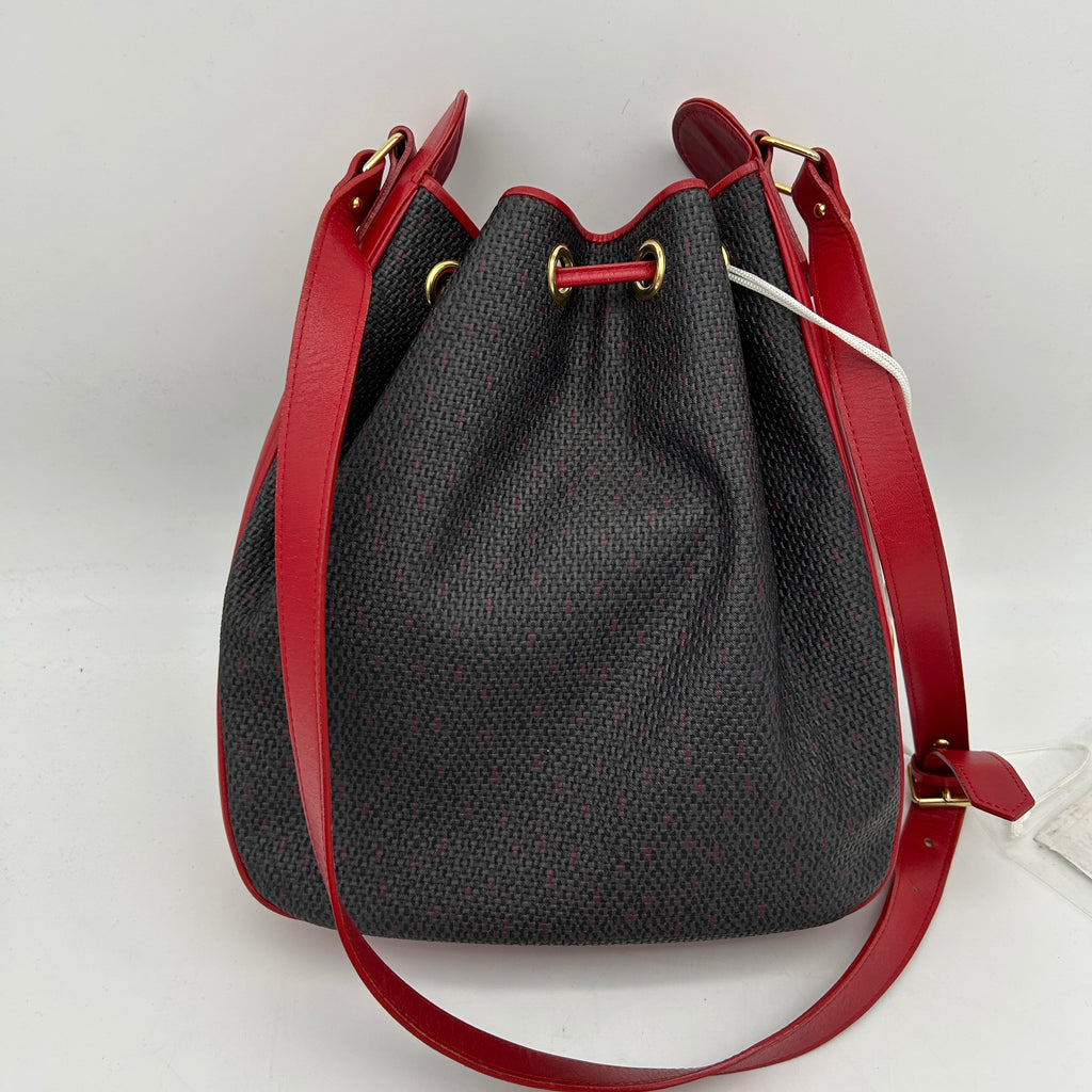 Yves Saint Laurent Red Canvas Leather Large Shoulder Bag