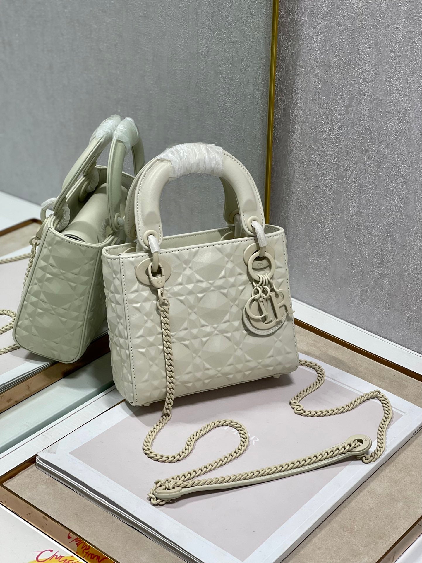 Dior Mini Lady Bag Latte Cannage with Beaded Motif, Beige, For Women Women’s Handbags, Crossbody Bags, 18cm CD M0505INEA_M030