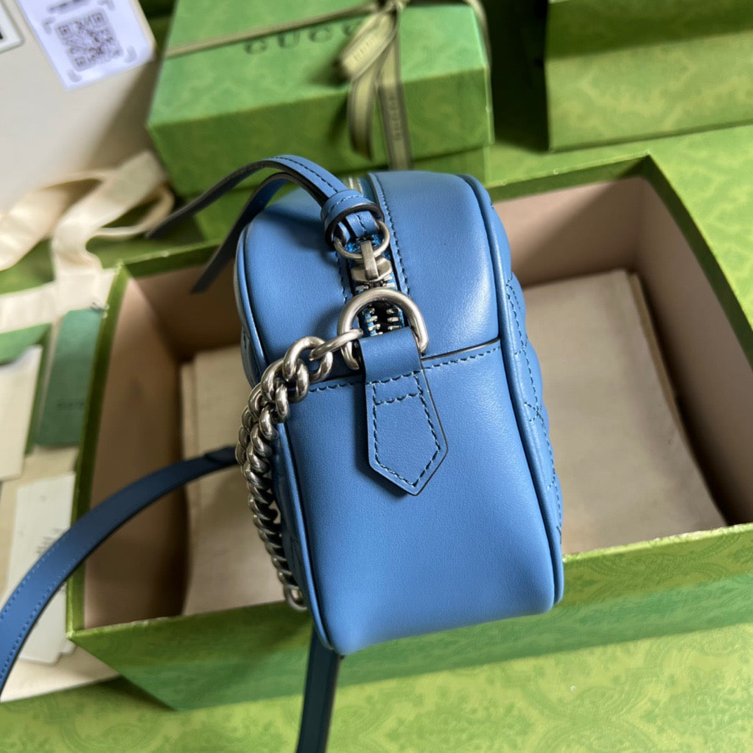 Gucci Marmont Matelasse Shoulder Bag Blue For Women, Women’s Bags 9.5in/24cm Gucci 634936 UM8BF 4340