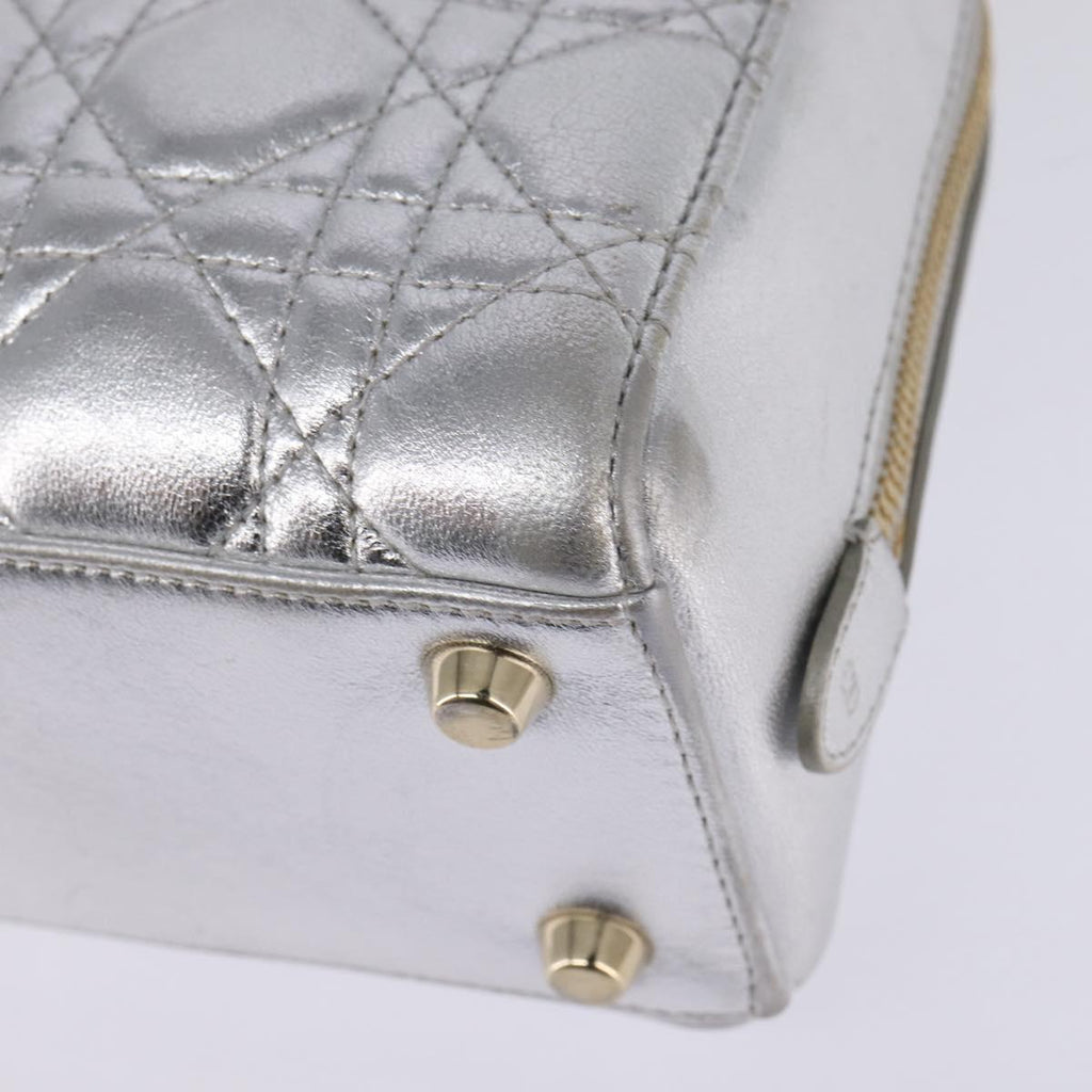 Christian Dior Lady Cannage Matelassé Silver Leather Bag (Pre-Owned)