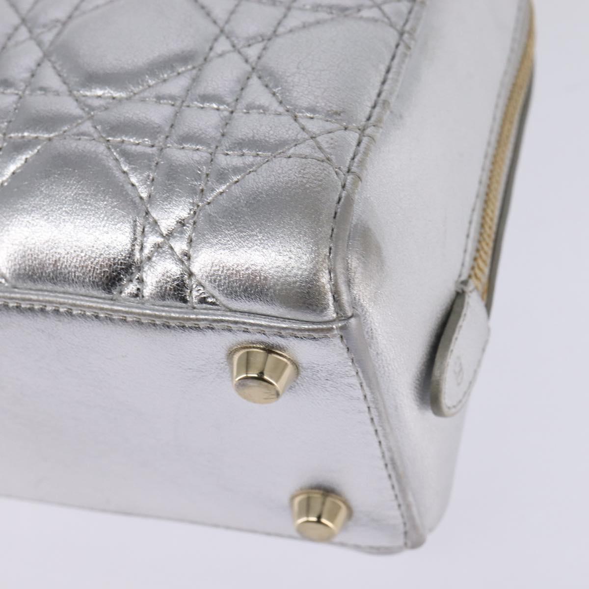 Christian Dior Lady Cannage Matelassé Silver Leather Bag (Pre-Owned)