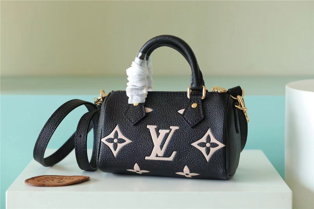 Louis Vuitton Nano Speedy Monogram Empreinte Arizona Beige/ Creme Beige For Women, WomenÃƒÂ¢Ã¢â€šÂ¬Ã¢â€žÂ¢s Bags, Shoulder And Crossbody Bags 6.3in/16cm Louis Vuitton