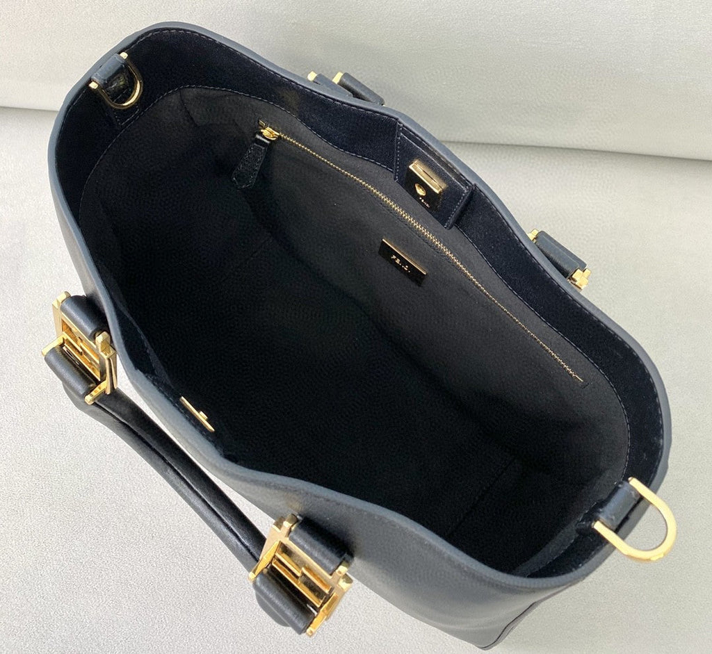 FI Small FF Tote Shoulder Black Bag For Woman 30cm/12in