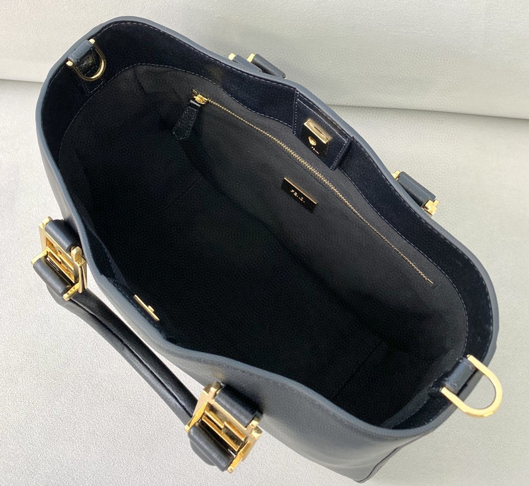 Small FF Tote Shoulder Black Bag For Woman 30cm/12in