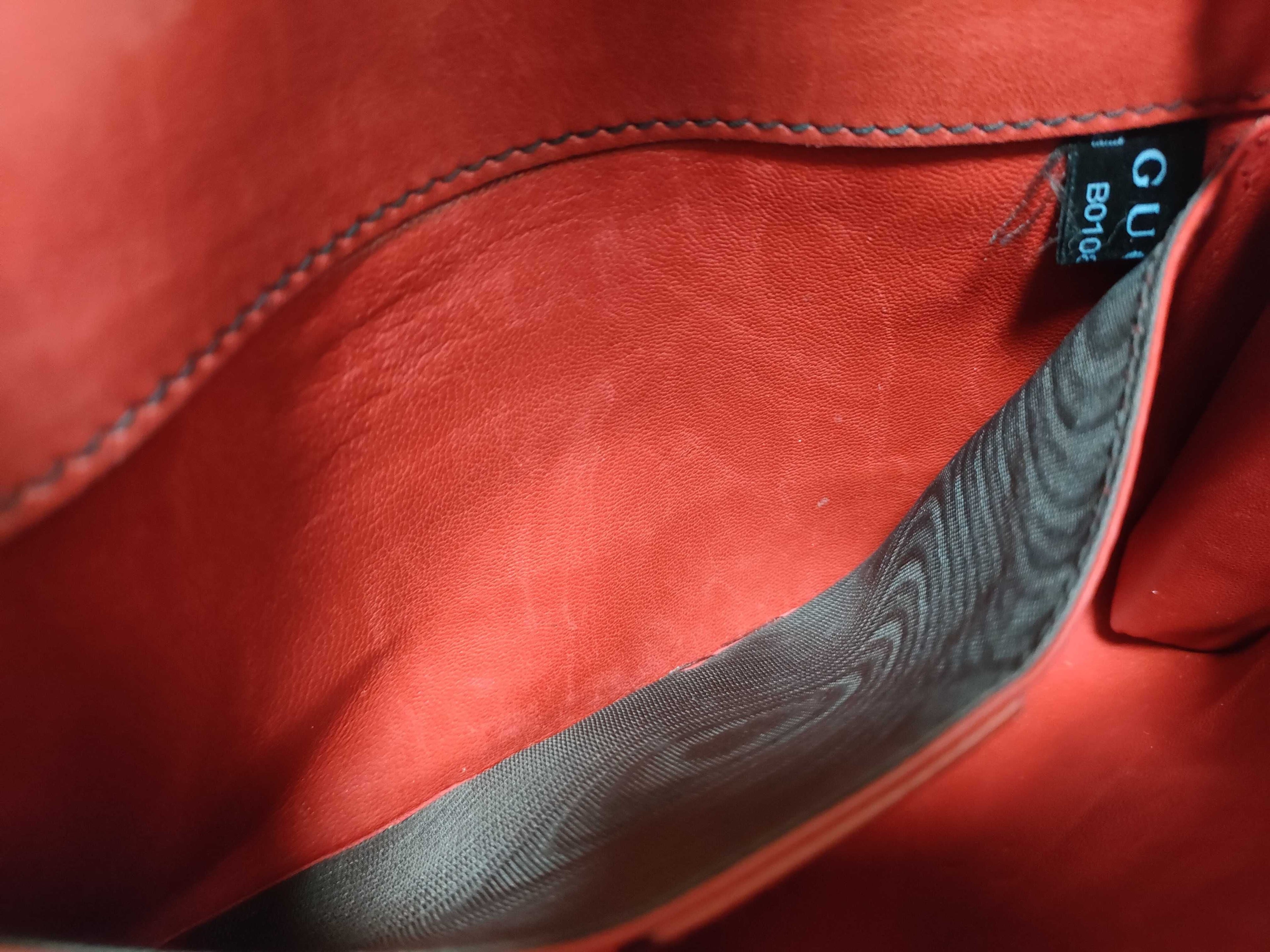Gucci Emily Chain Flap Bag Leather Red Leather Shoulder Bag Bag (Pre-Owned)