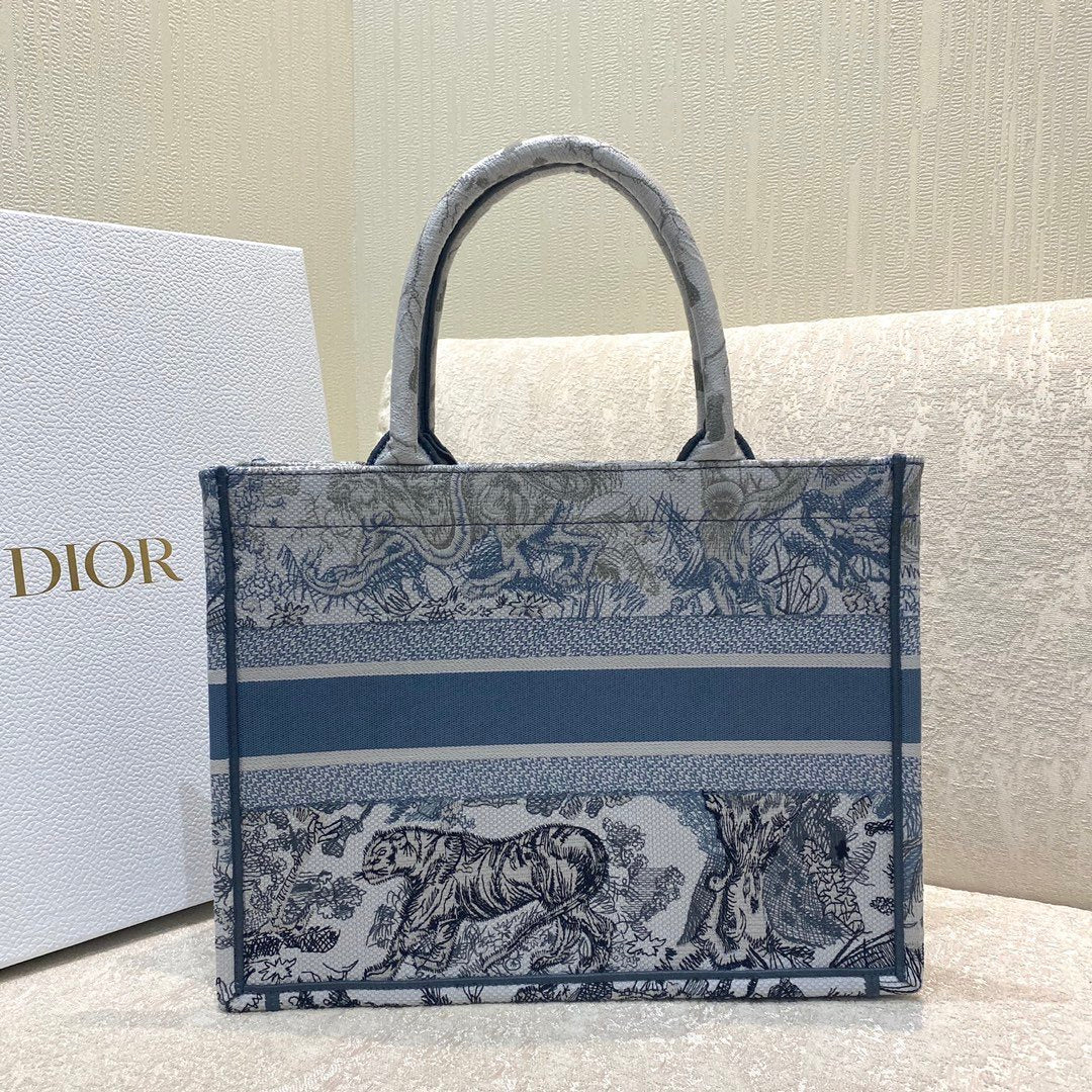 Dior MeDiorum Book Tote Blue Toile de Jouy Reverse Embroidery, Blue, For Women Women’s Handbags, Shoulder Bags, 36cm CD M1296ZRGO_M928