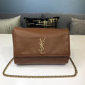YSSL Kate Medium Chain Bag In Grain De Poudre Brown For Women 9in/24cm YSL 364021BOW0J2346