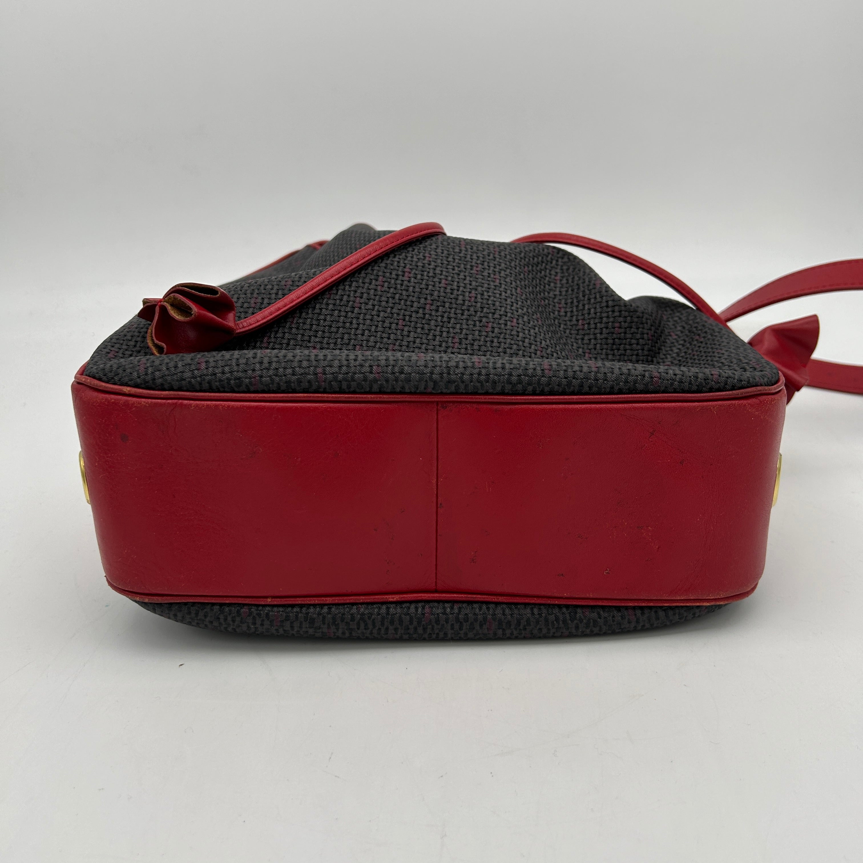 Yves Saint Laurent Red Canvas Leather Large Shoulder Bag