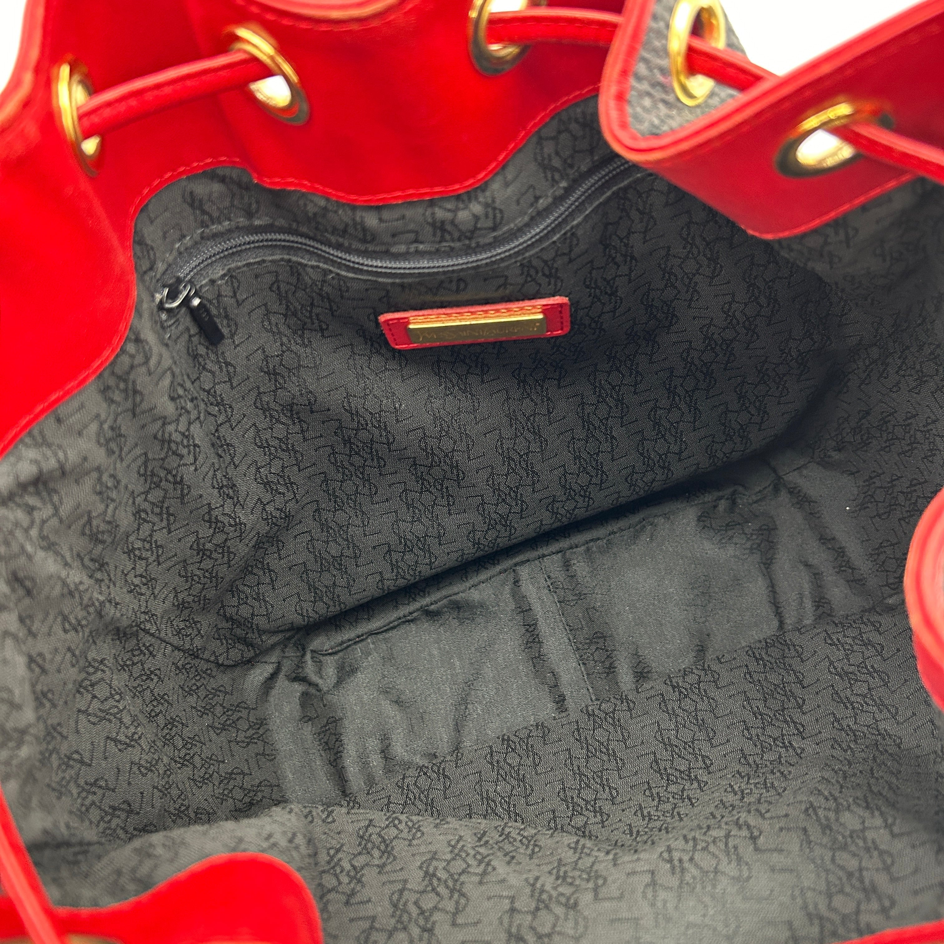 Yves Saint Laurent Red Canvas Leather Large Shoulder Bag