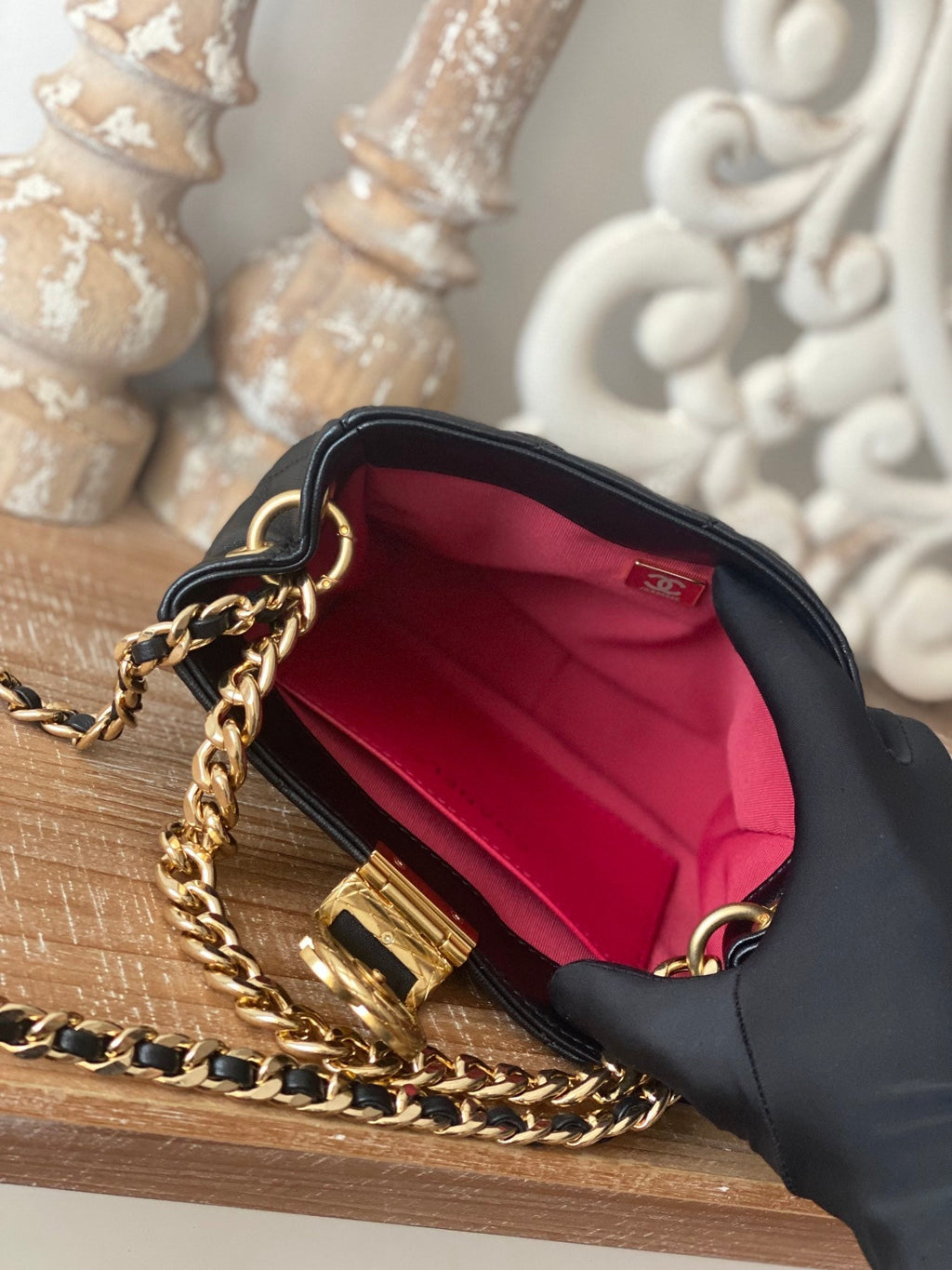 ChanelSmall Hobo Bag Gold Hardware Black For Women Handbags, Shoulder Bags 7.5in/19cm