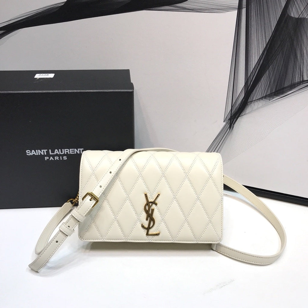 YSSL Angie Patent Handbag White For Women 8in/22cm YSL