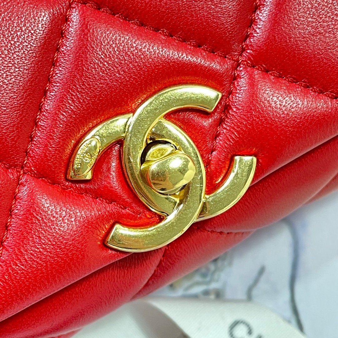 ChanelLarge GlamIap Bag Gold Hardware Red For Women Handbags, Shoulder Bags 9.1in/23cm AS3367