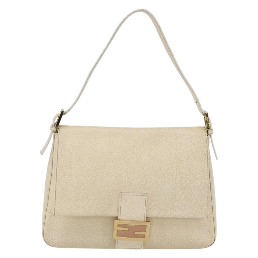 Fendi Mamma Baguette Shoulder Bag Canvas Beige Leather Shoulder Bag Bag