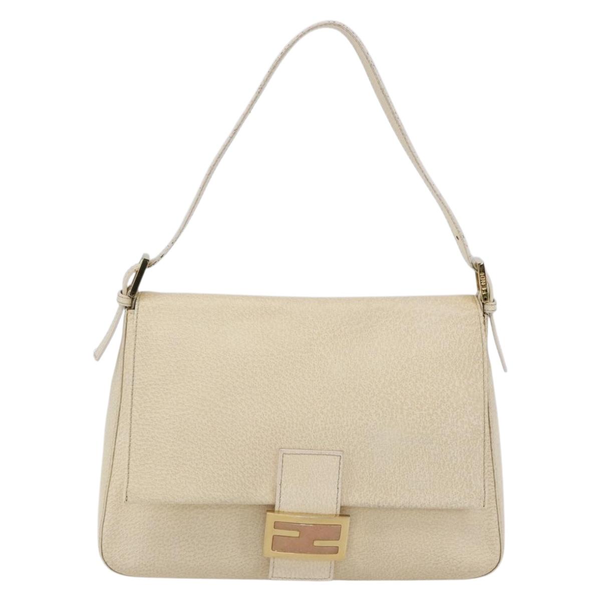 Fendi Mamma Baguette Shoulder Bag Canvas Beige Leather Shoulder Bag Bag