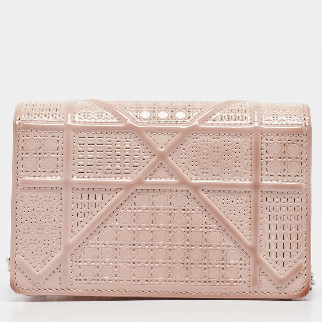 Dior Pink Micro Cannage  Leather Baby Diorama Chain Bag..