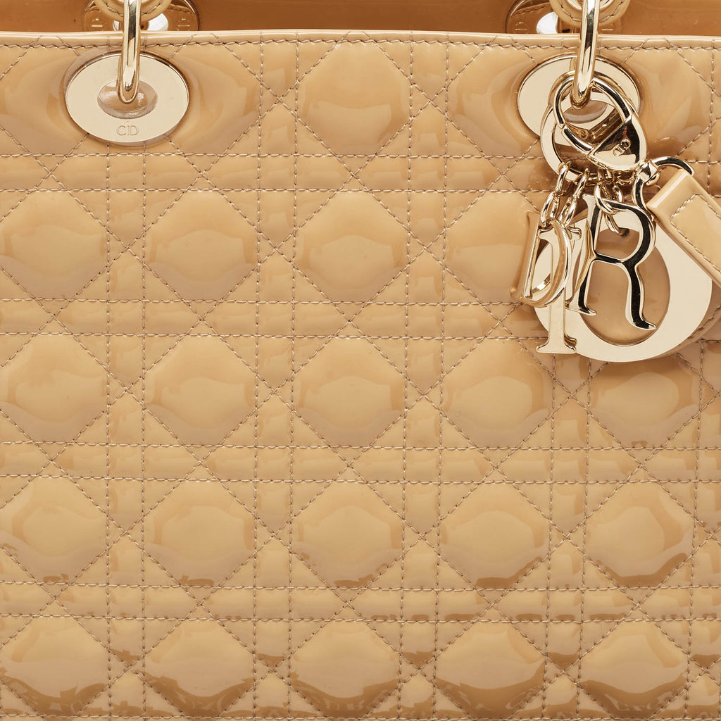 Dior Beige Cannage  Leather Large Lady Dior Tote