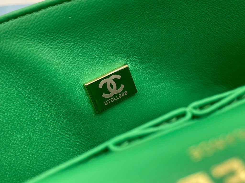 Chanel Chevron Mini Rectangular Classic GlamIap Green Bag For Women 20.5cm/8in