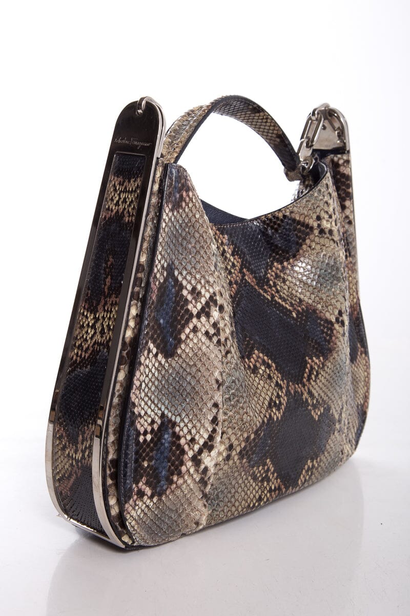 SaLouis Vuittonatore Ferragamo Snakeskin Shoulder Bag