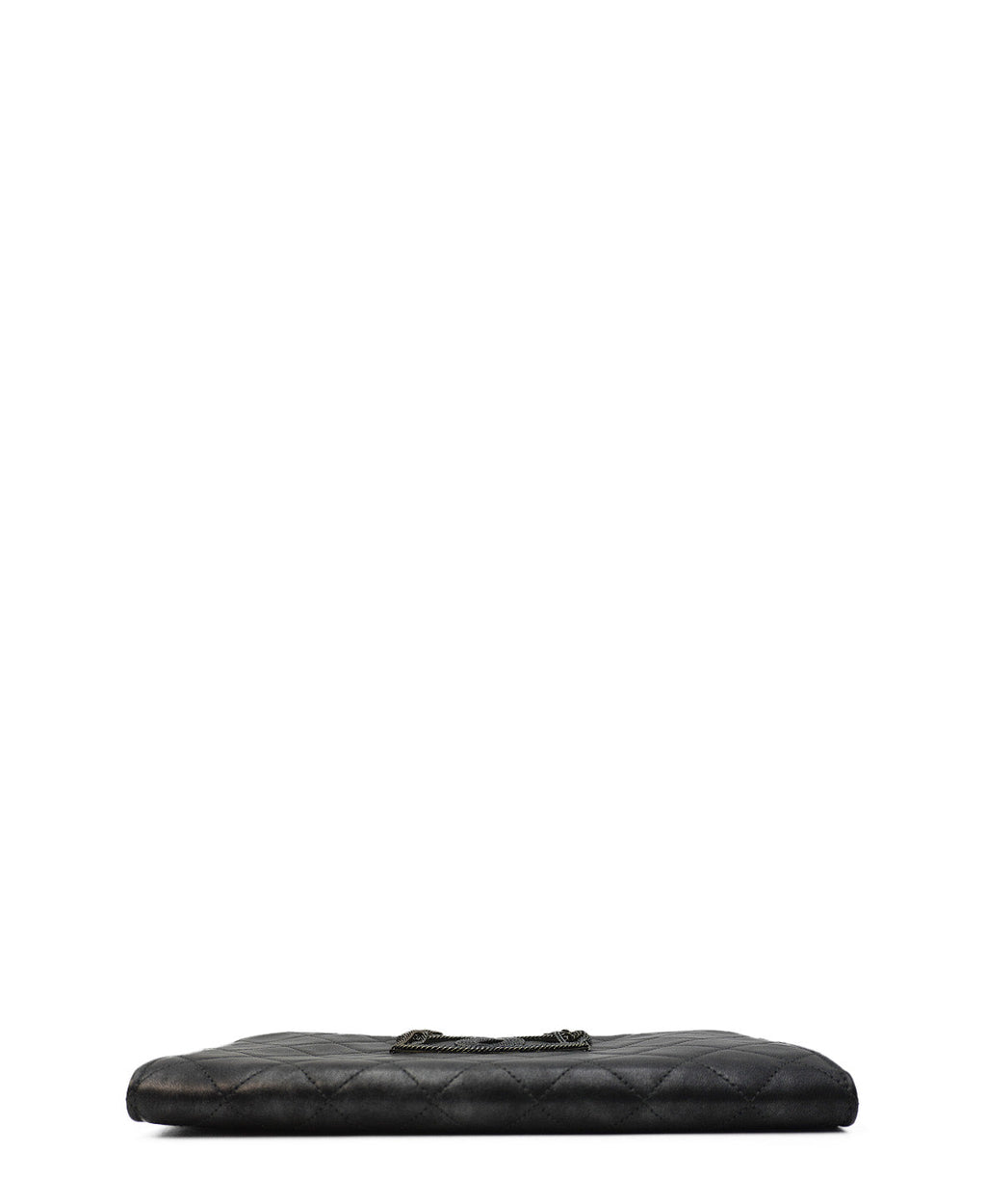 Bronze Metallic Quilted Calfskin Chain CC Wristlet Clutch Black