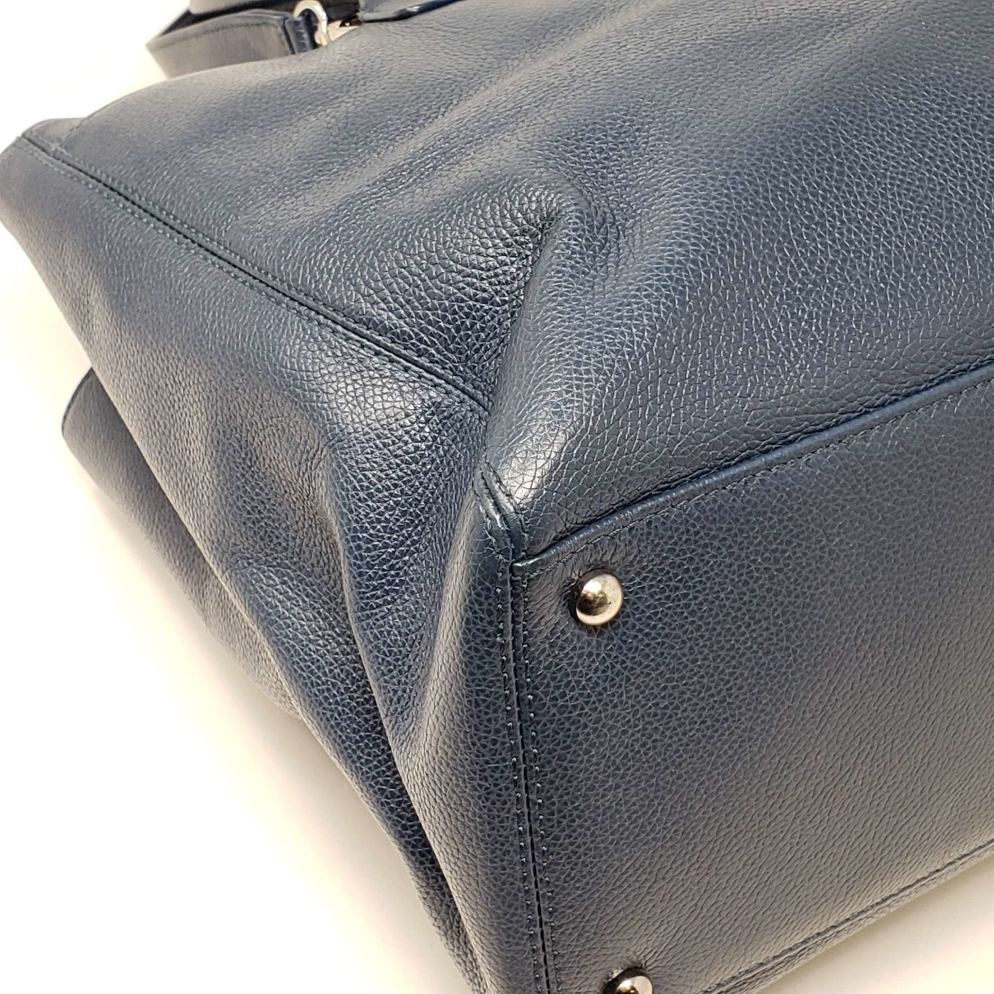 Chanel CC Executive Calfskin Navy Blue Shoulder Bag