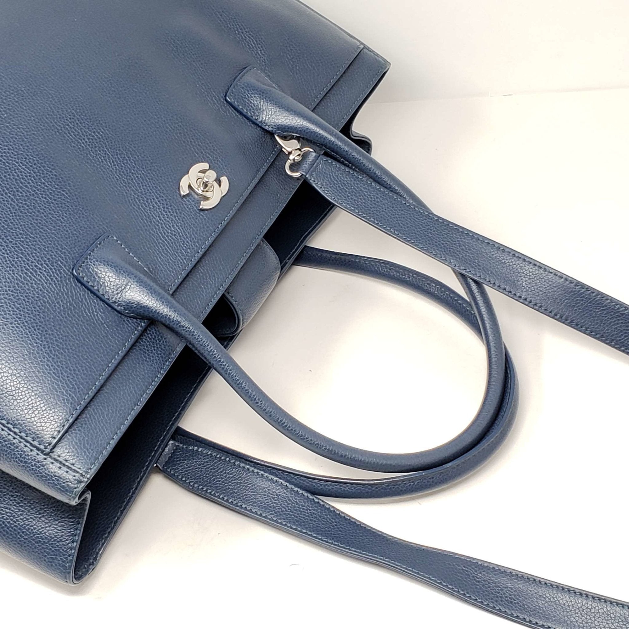 Chanel CC Executive Calfskin Navy Blue Shoulder Bag