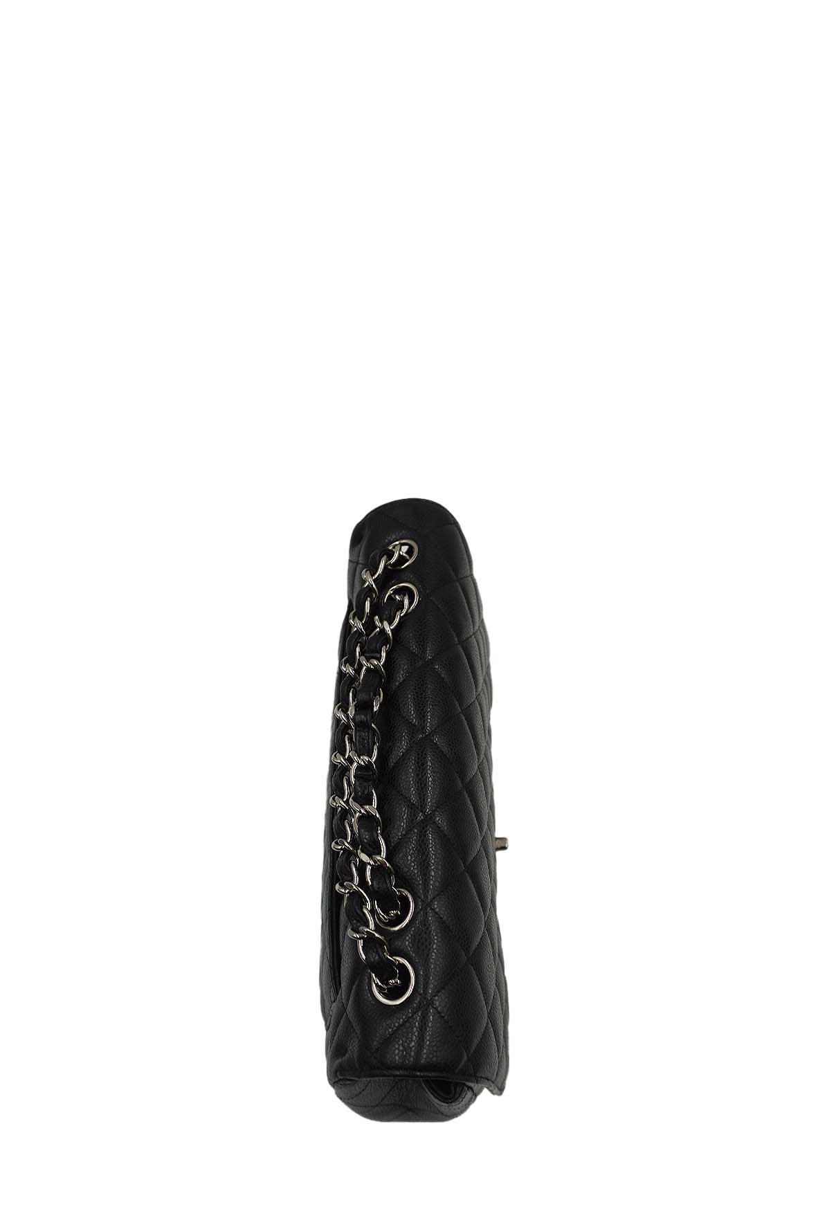 Jumbo Classic Single Flap Caviar SHW Black